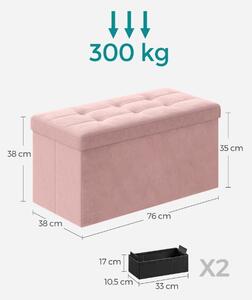 Taburet s úložným priestorom OTTOMAN 76x38 cm, ružový