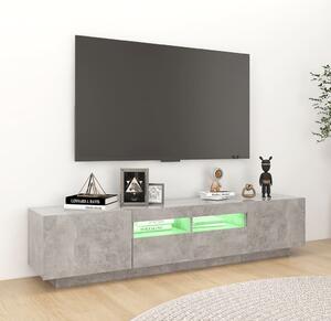 TV skrinka s LED svetlami betónovosivá 180x35x40 cm
