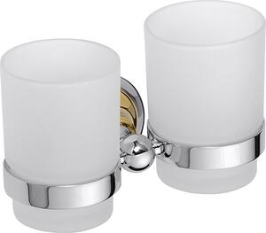 Bemeta Design RETRO gold-chrom: Držiak kefiek, dvojitý, sklo - 144210028