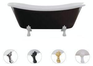 Besco Voľne stojaca vaňa zo sanitárneho kompozitu Amelia BW 190x77 s prepadom BESCO-Typ výpuste: bez odpadového sifónu, BESCO-Nôžky: Čierna mat