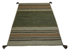 Zeleno-hnedý bavlnený koberec Webtappeti Antique Kilim, 160 x 230 cm