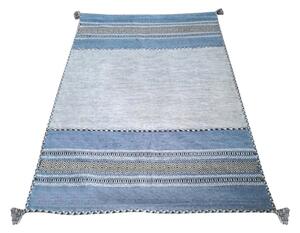 Modro-sivý bavlnený koberec Webtappeti Antique Kilim, 120 x 180 cm