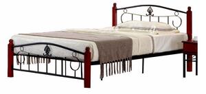 Kovová manželská posteľ s roštom Magenta 140 - čierny kov / tmavý dub