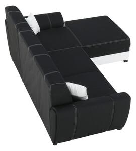 Rohová sedačka s rozkladom a úložným priestorom Maruti P - biela / čierna
