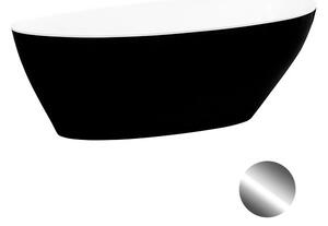 Besco Voľne stojaca vaňa z liateho mramoru Goya BW 140x62 (160x70, 170x72) BESCO-Typ výpuste: Click-Clack štandard, chróm, BESCO-Rozmery: 140,5x62,5, BESCO-Farba: Biela/čierna