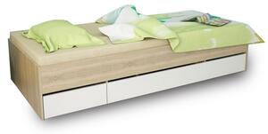 Jednolôžková posteľ s úložným priestorom Matiasi 90 - dub sonoma / biela