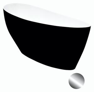 Besco Voľne stojaca vaňa z liateho mramoru Keya BW 165x70 BESCO-Typ výpuste: Click-Clack štandard, chróm, BESCO-Rozmery: 163,5x70,5, BESCO-Farba: Biela/čierna