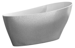 Besco Voľne stojaca vaňa z liateho mramoru Keya Glam 165x70 BESCO-Rozmery: 163,5x70,5, BESCO-Farba: Biela/strieborná