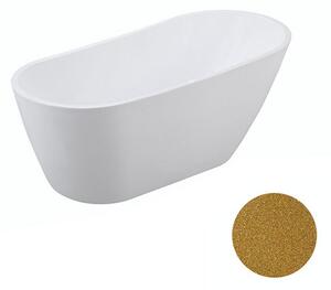 Besco Akrylátová voľne stojaca vaňa Melody Glam Z 150x80 (170x80) BESCO-Typ výpuste: Click-Clack s prepadom, chróm, BESCO-Rozmery: 150x80, BESCO-Farba: Biela/zlatá
