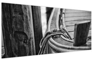Obraz - Priviazaná loď (120x50 cm)