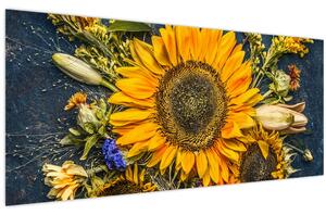 Obraz - Jesenné kvety (120x50 cm)