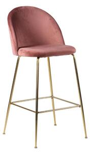 Dizajnová barová stolička Kristopher, ružová / mosadz