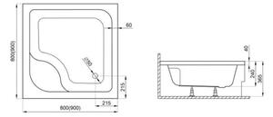 Polimat Štvorcová akrylátová sprchová vanička Tenor 2 80x80 (90x90) POLIMAT-Farba: Biela, POLIMAT-Rozmery: 80x80
