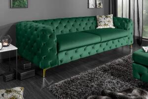 Luxusná pohovka Modern Barock 240cm smaragdovo zelená zlatá