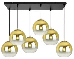 Závesné svietidlo Bergen Gold, 6x zlaté/transparentné sklenené tienidlo (fi 20cm)