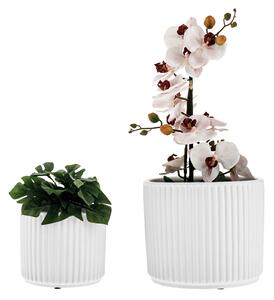 KONDELA Hlinené kvetináče, set 2 ks, matná biela, KELSO