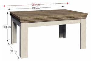 Rozkladací jedálenský stôl Royal ST - biela sosna nordická / dub divoký