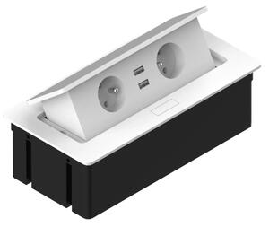 REJS Zásuvka výklopná ELEKTRIMA / 2x zásuvka + 2x USB / biela matná / TR19.0014.08.013