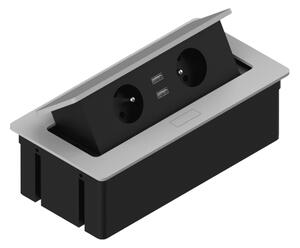 REJS Zásuvka výklopná ELEKTRIMA / 2x zásuvka + 2x USB / hliník / TR19.0014.08.049