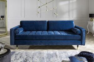 Dizajnová sedačka Adan, 225 cm, modrý zamat - zánovný tovar - skladom