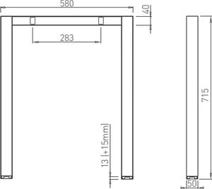 VOGA Kancelárska kovová stolová podnož HUBO / 600/600 mm / sivá / 3-HUBO600/600