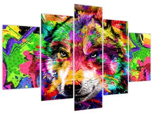 Obraz - Vlk s graffiti (150x105 cm)