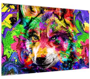 Obraz - Vlk s graffiti (90x60 cm)