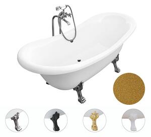 Besco Voľne stojaca vaňa zo sanitárneho kompozitu Amelia Glam Z 190x77 s prepadom BESCO-Typ výpuste: bez odpadového sifónu, BESCO-Nôžky: Biela