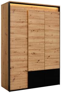 SKRIŇA S OTOČNÝMI DVERAMI, čierna, dub artisan, 140/200/55 cm Voleo - Skrine