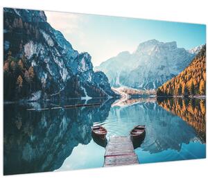 Obraz - Lode na jazere Braies (90x60 cm)