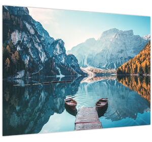 Obraz - Lode na jazere Braies (70x50 cm)