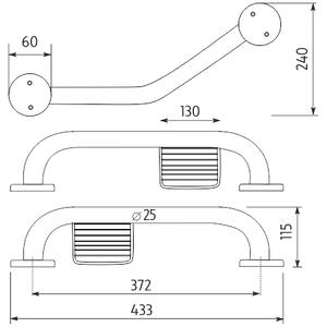 Nimco Madlo lomené s mydelničkou 433x25 mm - BM 7035LZ-18