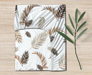 Ervi bavlnené napínacie prestieradlo - palmové listy na bielom