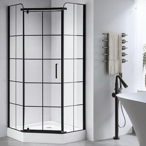 BPS-koupelny Päťuholníkový sprchovací kút BS06A 80x80 čierna/transparent - bez vaničky