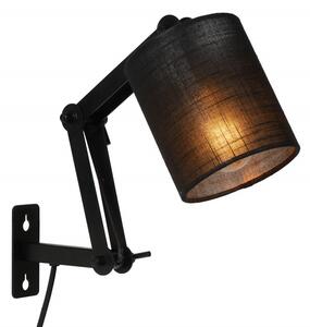 Lucide 45292/81/30 nástenná lampa Tampa 1x40W | E27 - čierna, nastaviteľná, vypínač na kábli