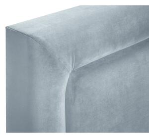 Bledomodrá zamatová dvojlôžková posteľ Mazzini Beds Yucca, 160 x 200 cm