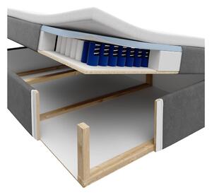 Bledomodrá zamatová dvojlôžková posteľ Mazzini Beds Yucca, 160 x 200 cm