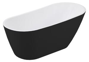 Besco Akrylátová voľne stojaca vaňa Melody BW Matt 150x80 (170x80) BESCO-Typ výpuste: Click-Clack s prepadom, chróm, BESCO-Rozmery: 150x80, BESCO-Farba: Biela/čierna