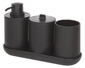 Čierna súprava dávkovača na mydlo a 2 téglikov iDesign Cade, 355 ml