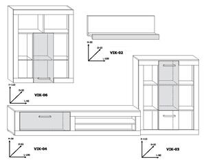 Obývacia stena Viki - biely mat / čierny vysoký lesk