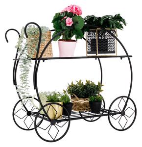 KONDELA Retro stojan na kvety, vozík, čierna, ODRIO