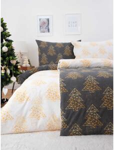 Vianočné francúzske bavlnené obliečky Renforcé – Zlaté stromčeky