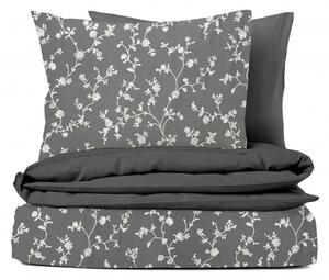Ervi bavlnené obliečky obojstranné - Popínavé kvety na šedom/sivé