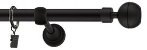 Dekorstudio Garniža jednoradová Guľa OPTIC čierna matná 19mm Dĺžka: 120cm, Typ uchytenia: Držiak modern, Typ príslušenstva: Krúžky tiché so štipcami