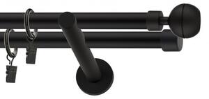 Dekorstudio Garniža dvojradová guľa OPTIC čierna-matná 19mm Dĺžka: 340cm, Typ príslušenstva: Krúžky tiché so štipcami