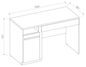 Písací stôl PLANO 06 dub nash/biela/betón