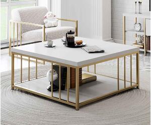 Dizajnový konferenčný stolík Natine 90 cm biely / zlatý