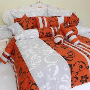 Obliečky Lilien oranžovo-biele satén Emi: Štandardný set jednolôžko obsahuje 1x 140x200 + 1x 70x90