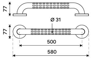 Nimco Nerezové madlo rovné 500 mm - BMC 9050-90, čierne