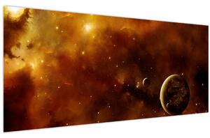Obraz - Planéty s hmlovinou (120x50 cm)